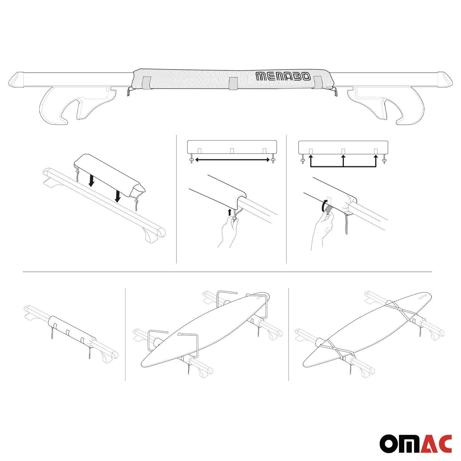Car Roof Rack Pads Surfboard Kayak Canoe Crossbars Protection 2 Pcs Set - Image 4