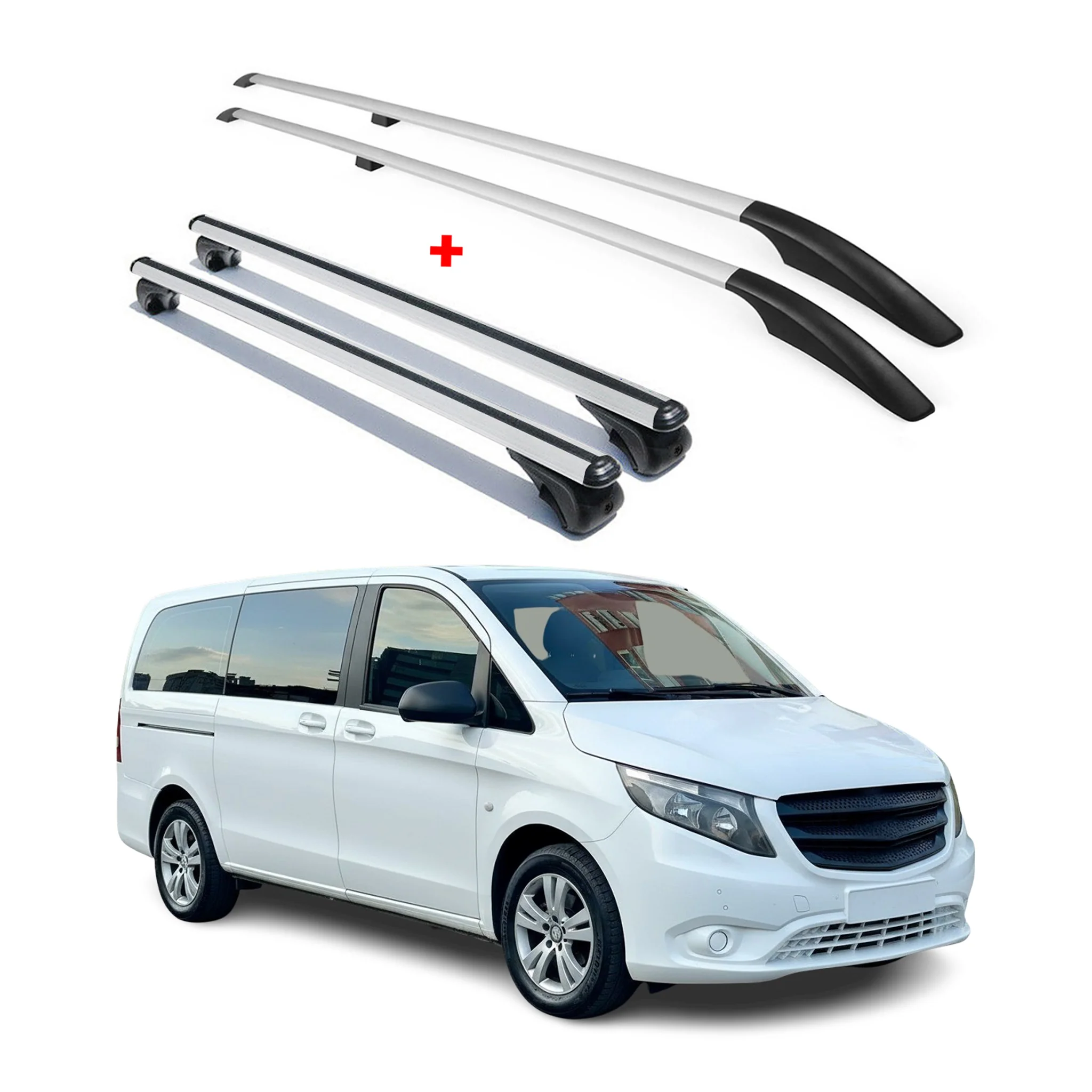 2016-2024 Mercedes Metris L2 MWB Roof Racks & Roof Rack Rails Silver