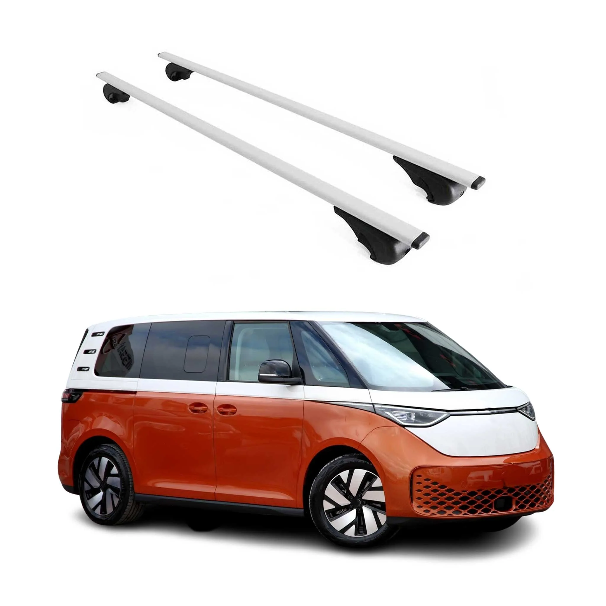 Roof Racks Luggage Carrier Cross Bars Iron for VW ID. Buzz 2025-2026 Silver 2Pcs