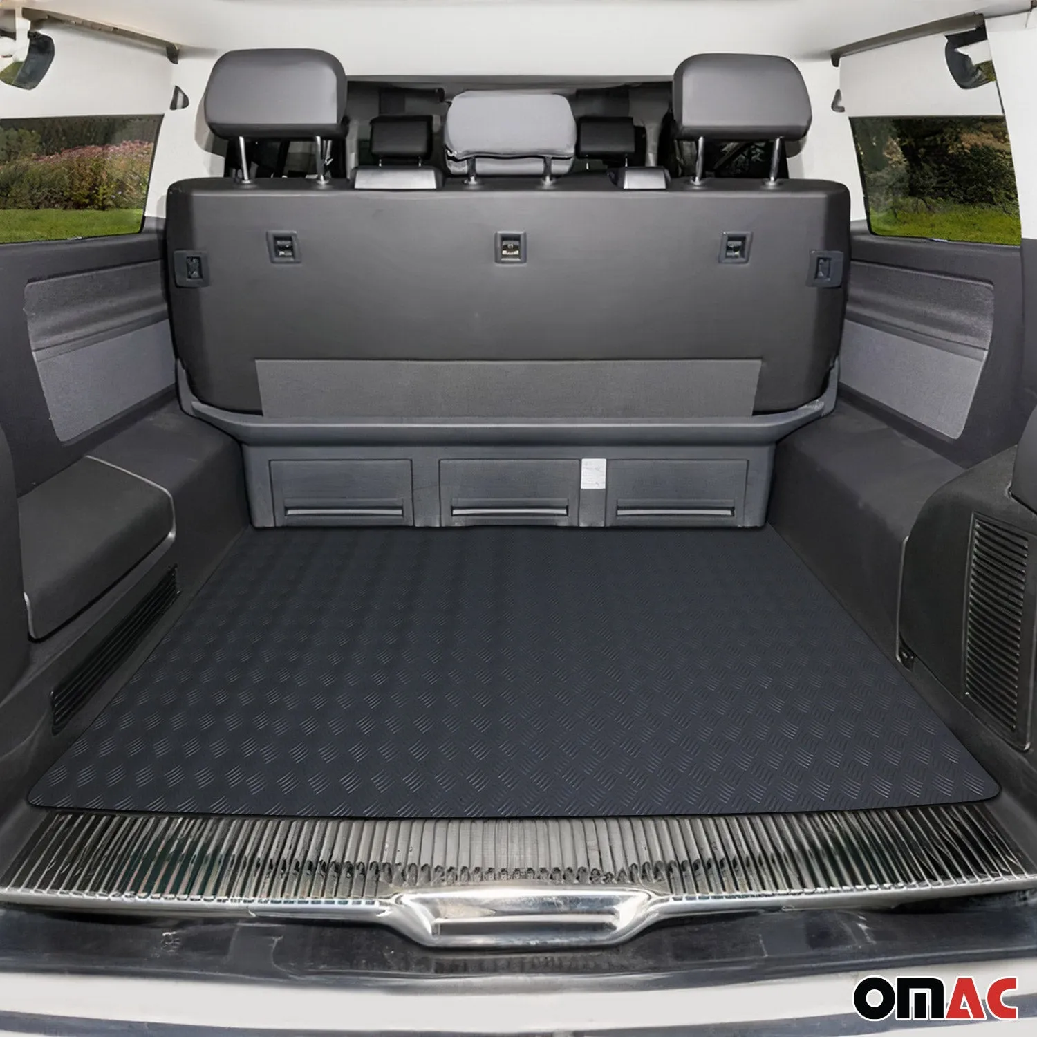 Rubber Truck Pickup Bed Liner Trunk Mat Trimmable Flooring Mat Black & Grey - Image 2