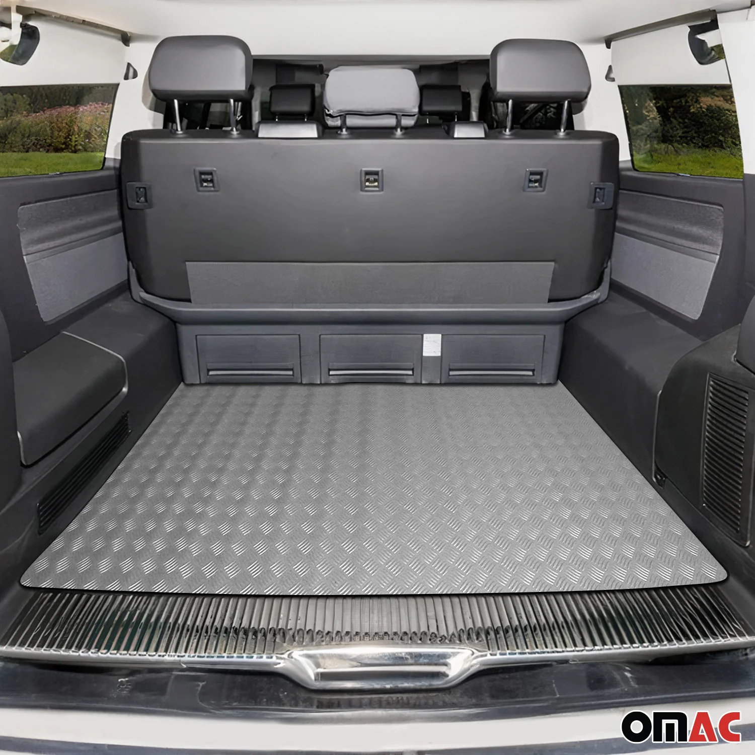 Rubber Pickup Trunk Mat Truck Bed Liner Trimmable Flooring Mat Black & Grey - Image 2