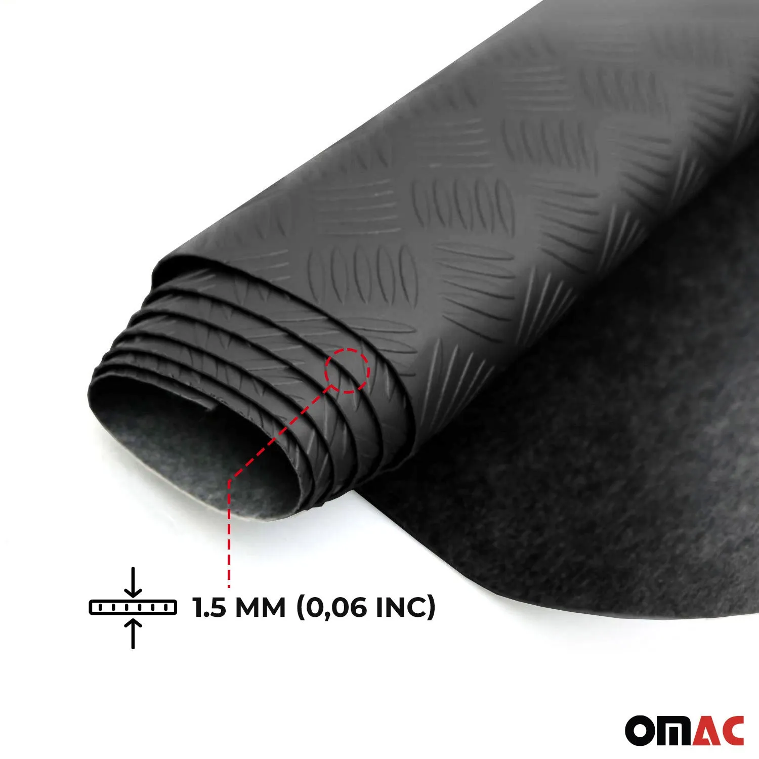 Rubber Truck Bed Liner Trunk Mat Floor Liner Alu. Look Chequered Black 197"x79" - Image 4