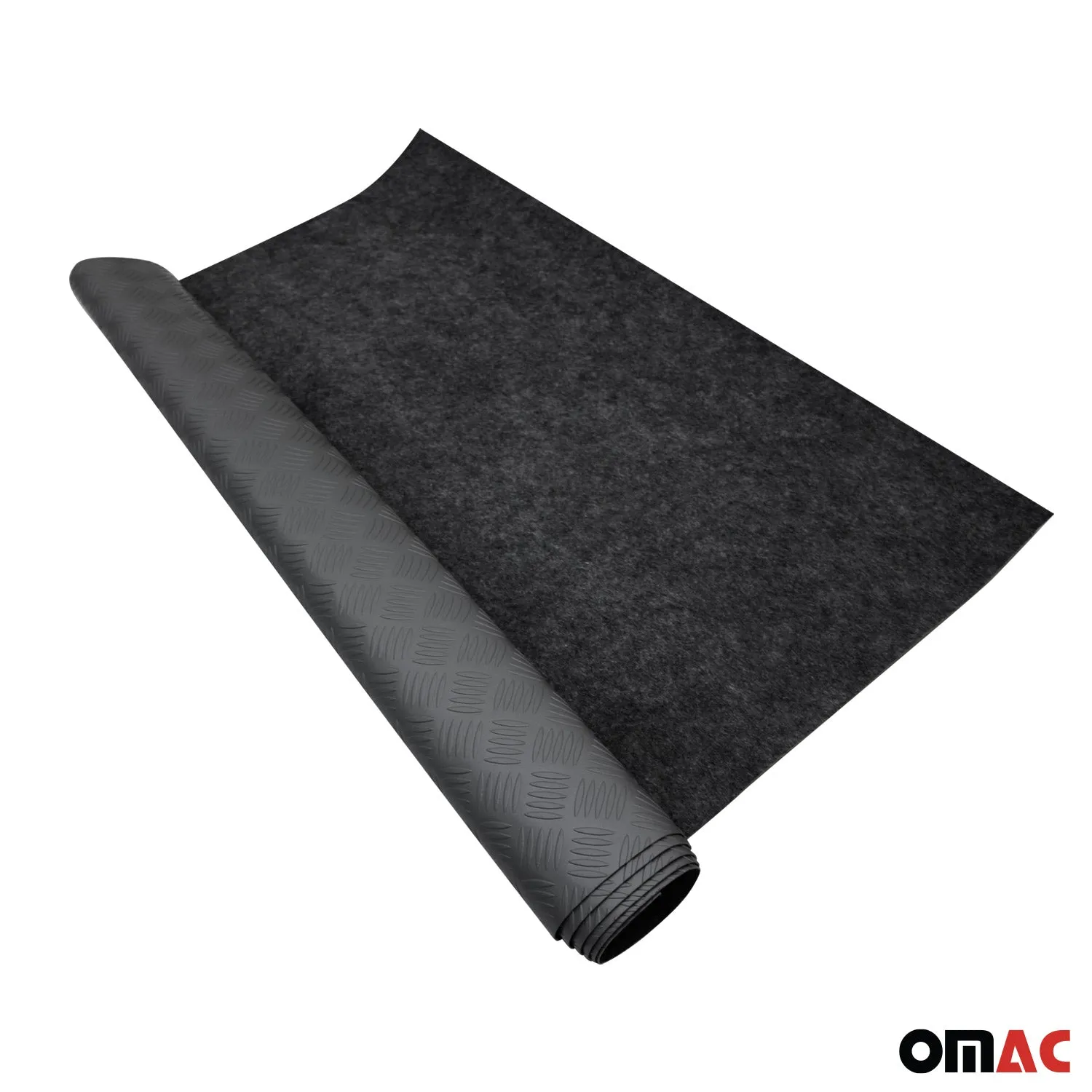 Rubber Truck Bed Liner Trunk Mat Floor Liner Alu. Look Chequered Black 197"x79" - Image 5