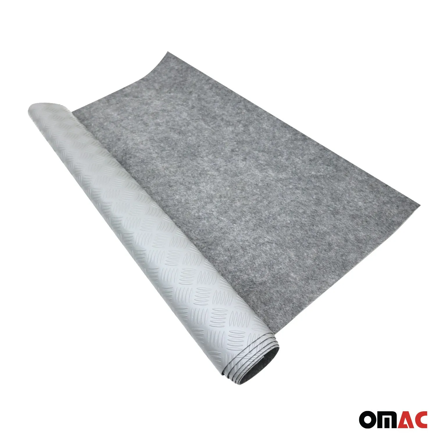 Rubber Truck Bed Liner Trunk Mat Floor Liner Alu. Look Chequered Gray 197"x79" - Image 5