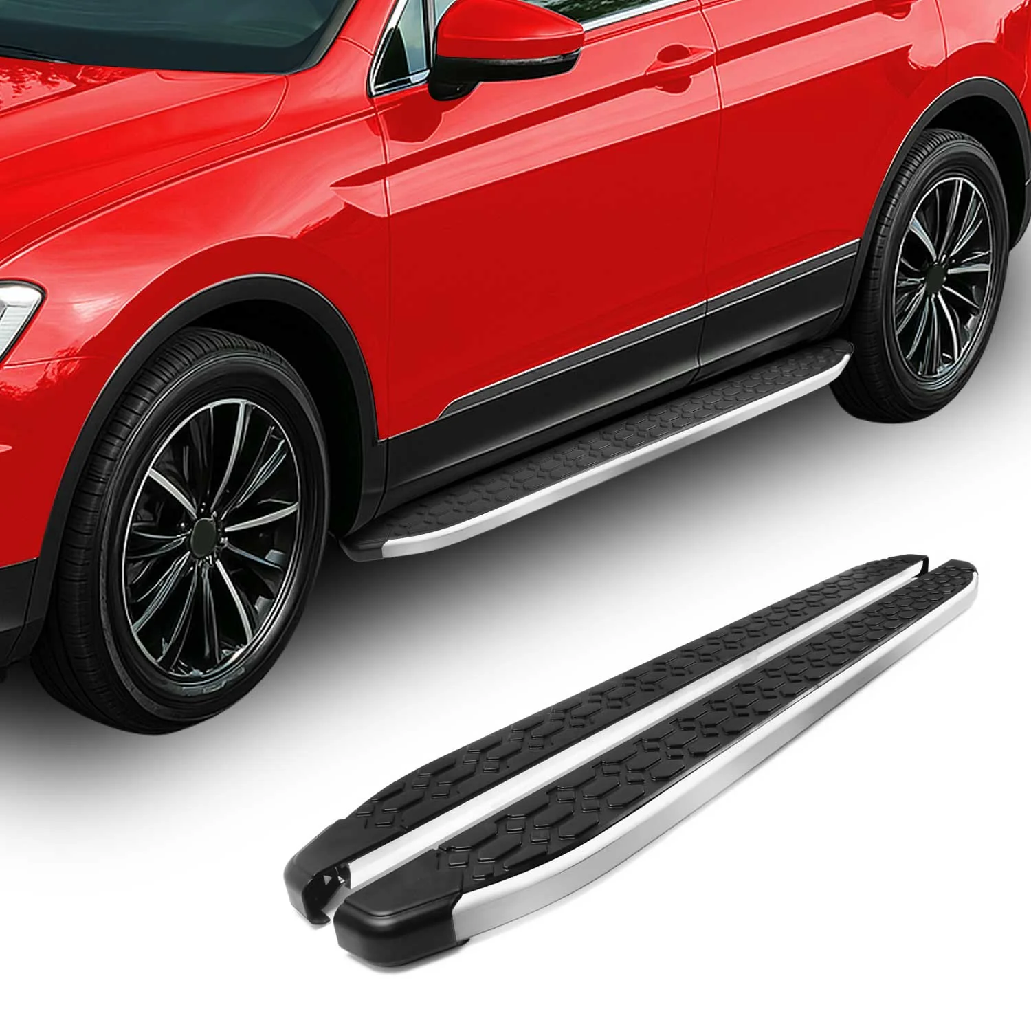 2020-2025 Kia Telluride 1.gen Running Board Side Step Nerf Bar Silver Black 2 Pcs - Image 2
