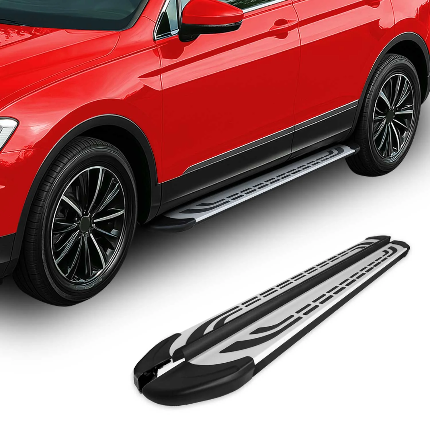 2008-2015 Land Rover LR2 Running Boards Side Steps Silver & Black - Image 2