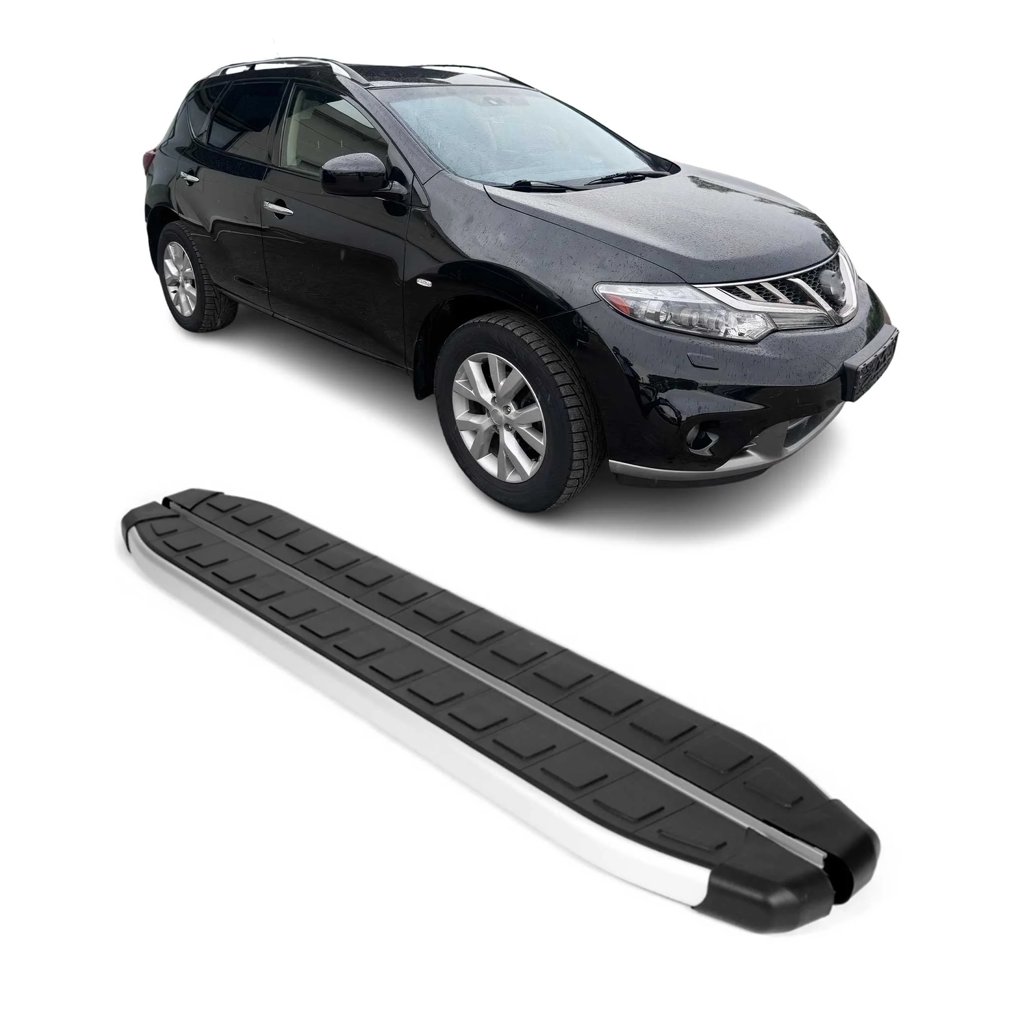 2009-2014 Nissan Murano Running Boards Side Steps Silver & Black