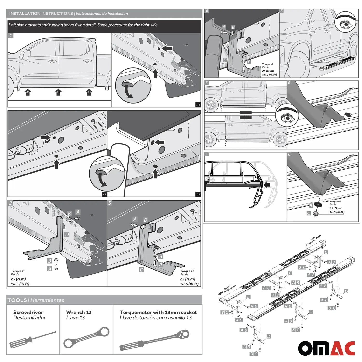2019-2023 GMC Sierra 1500 Running Boards Double Cab Nerf Bar Side Step - Image 4