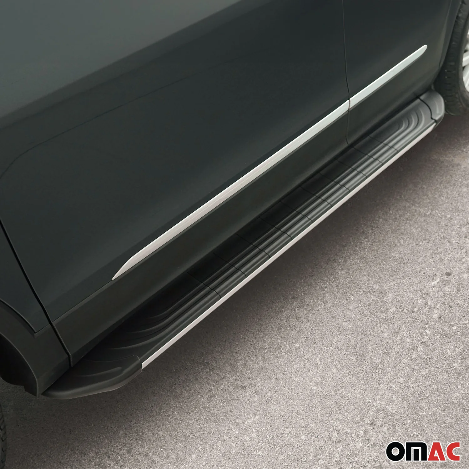 2011-2016 Jeep Compass Running Boards Side Steps Silver & Black - Image 3