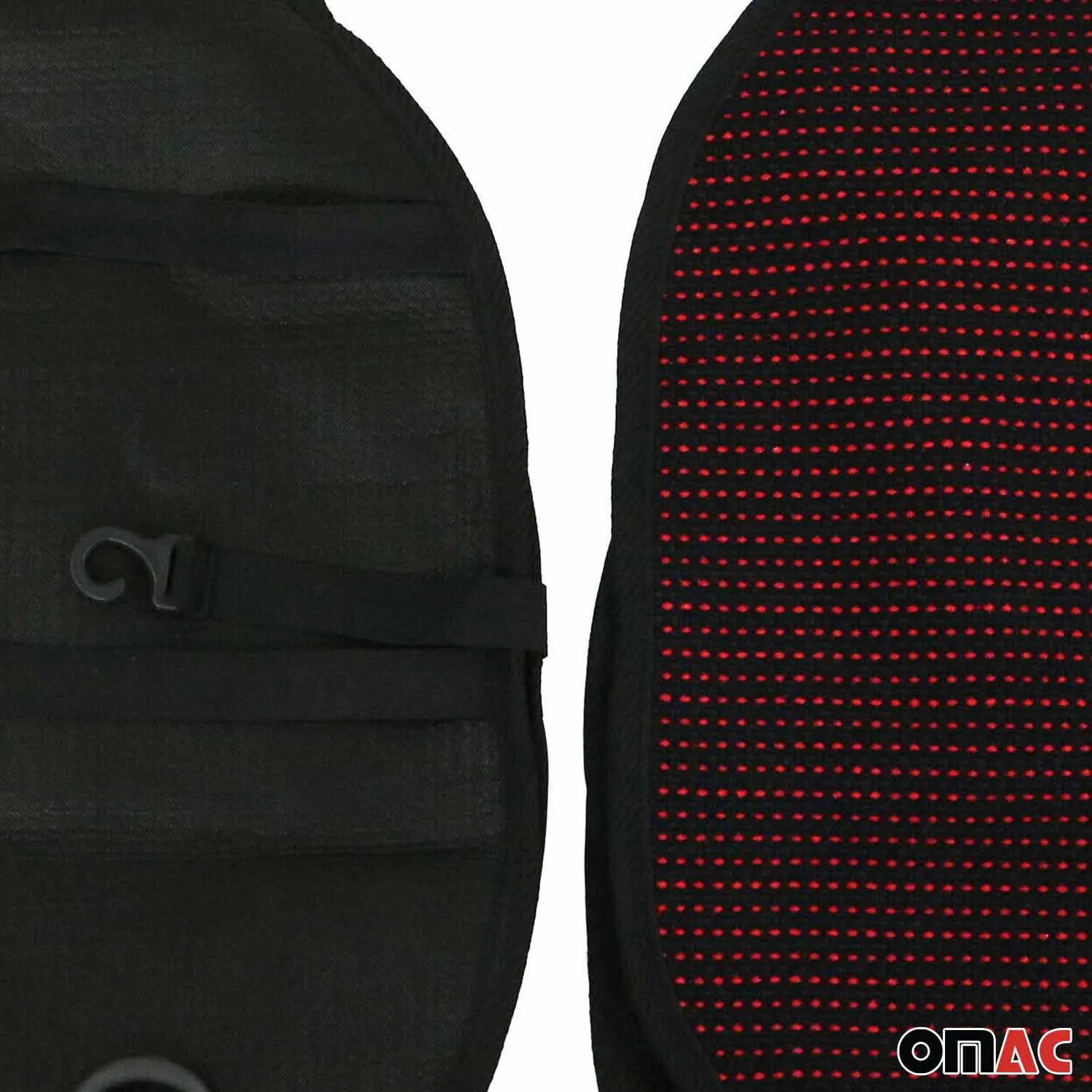 GMC Antiperspirant Front Seat Cover Pads Black Red 2 Pcs - Image 9