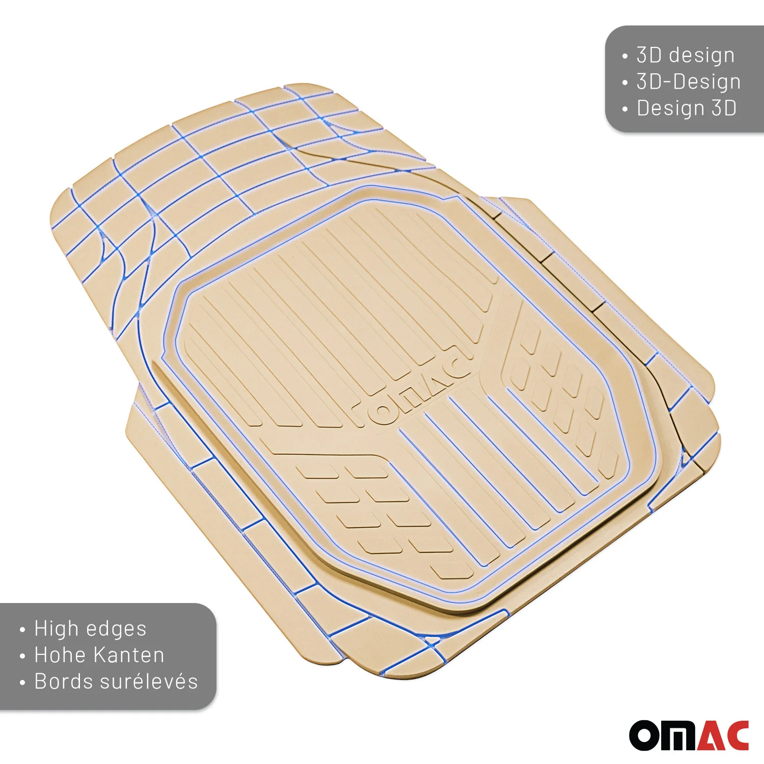 Ford Heavy Duty Trim to fit Floor Mats Liner Tan All Weather 4Pcs - Image 3