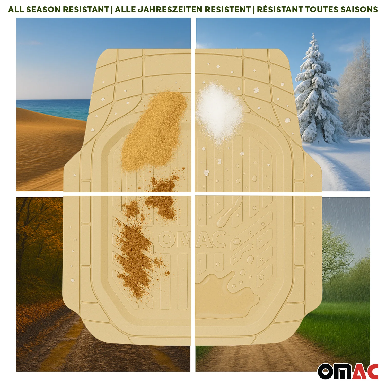 Mazda Heavy Duty Trim to fit Floor Mats Liner Tan All Weather 4Pcs - Image 4