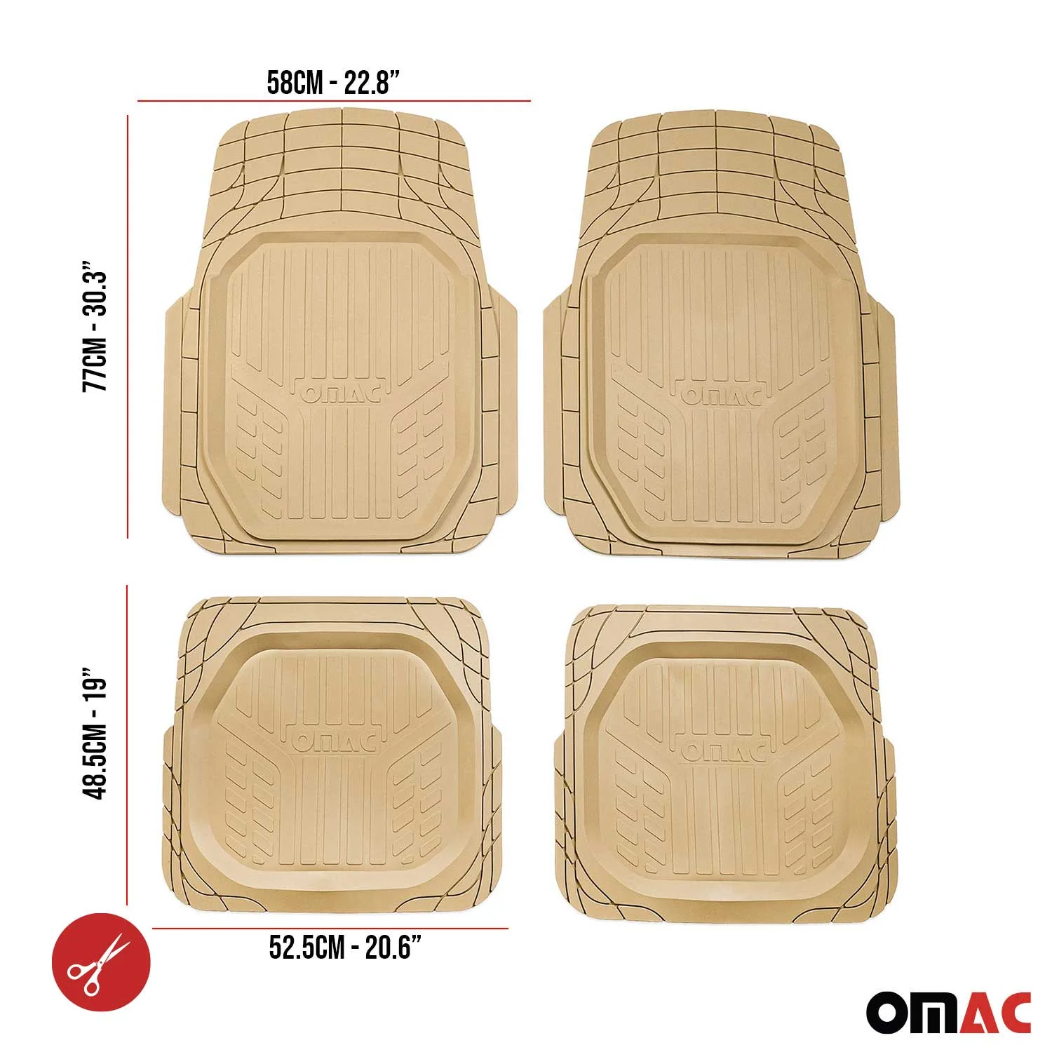 Volkswagen Beetle Heavy Duty Trim to fit Floor Mats Liner Tan All Weather 4Pcs - Image 6