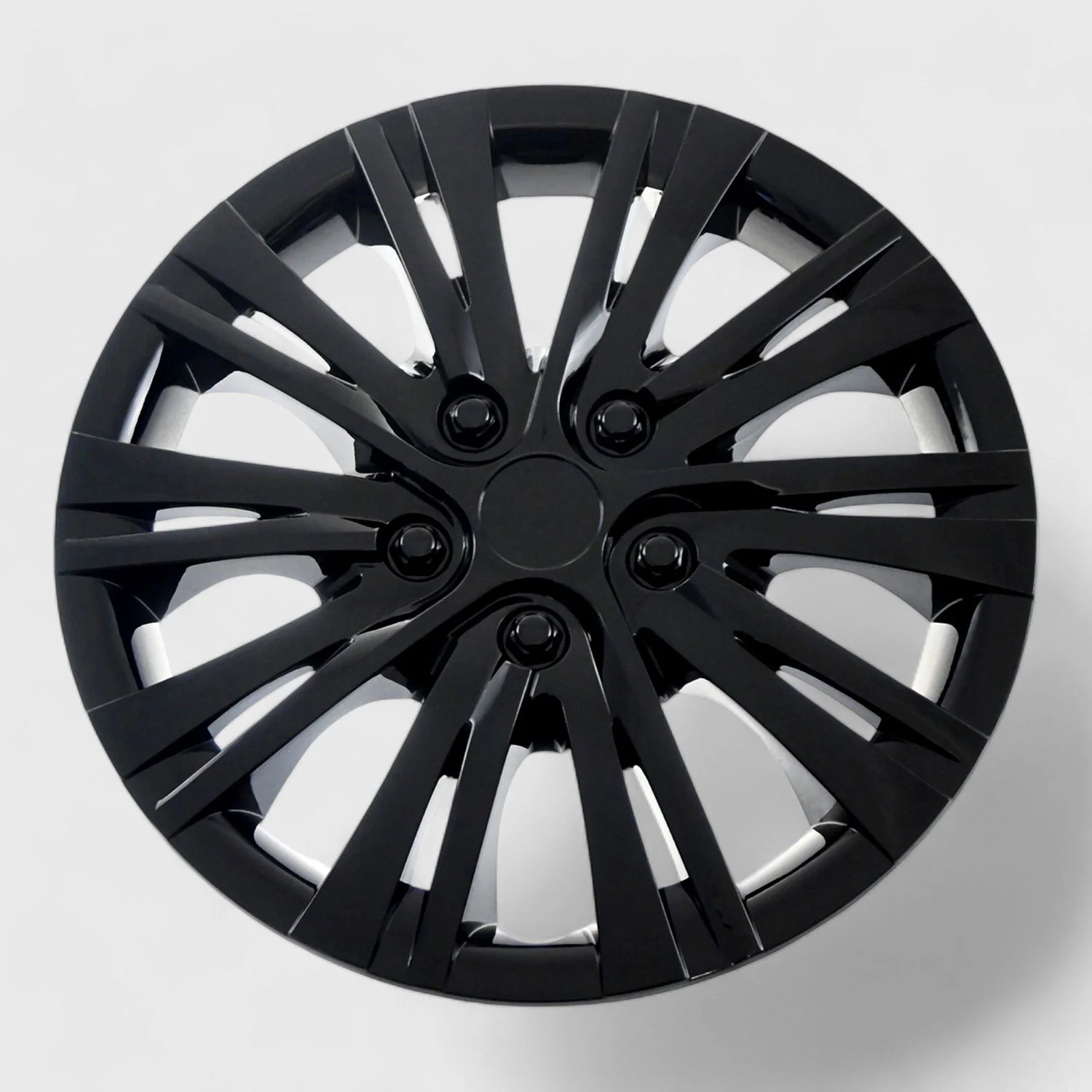 Semi-Universal Wheel Cover Hubcaps Set Gloss Black 4Pcs PP - Image 3