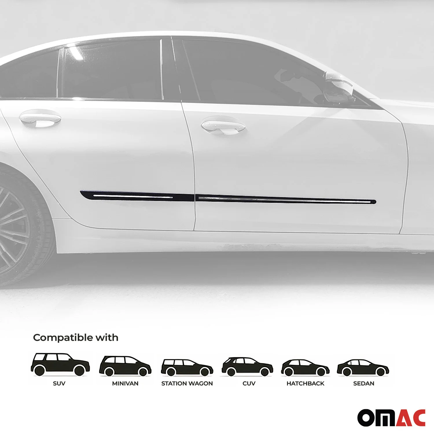 Audi Side Door Molding Trim Skirt Garnish Stainless Steel Silver 4 Pcs - Image 7