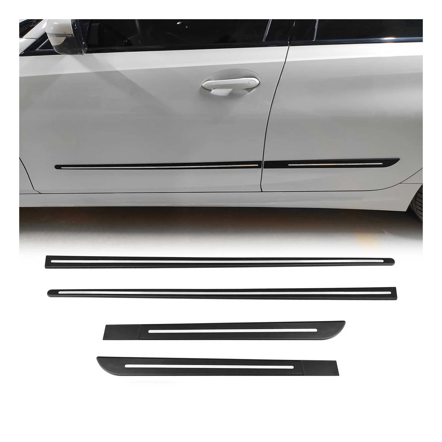 Kia Side Door Molding Trim Skirt Garnish Stainless Steel Silver 4 Pcs