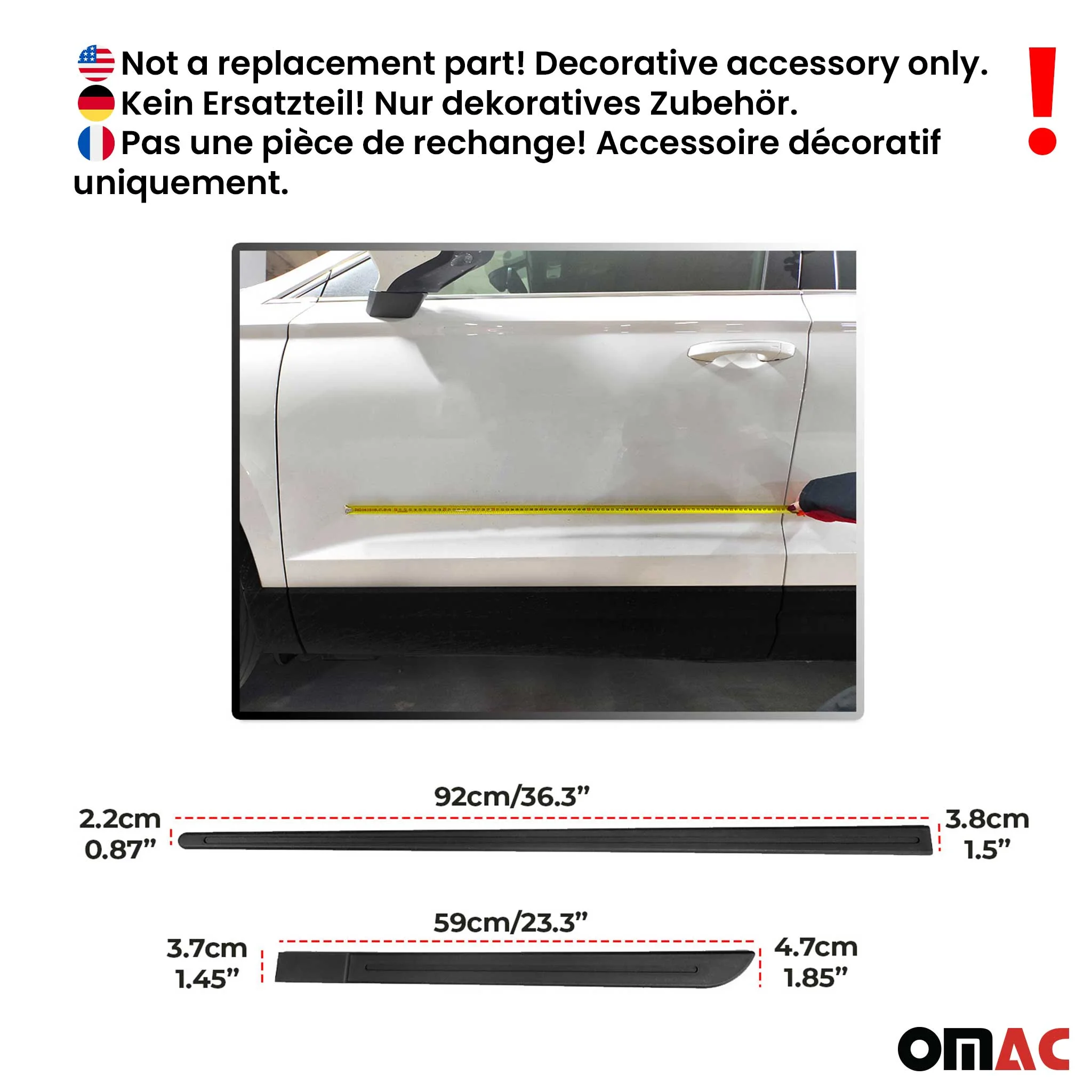 Audi Side Door Molding Trim Skirt Garnish Black 4 Pcs - Image 4