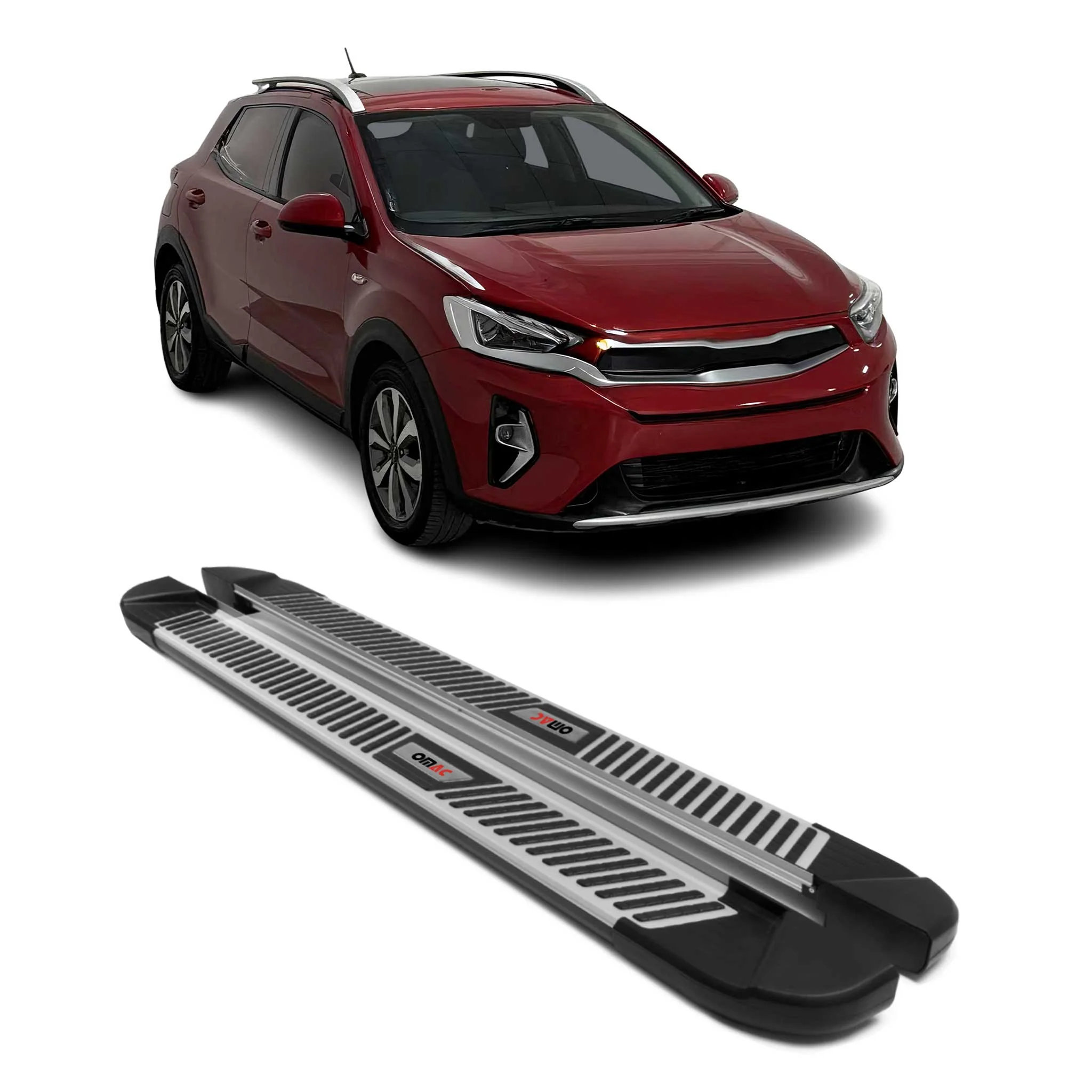 2020-2025 Kia Telluride 1.gen Side Step Nerf Bar Running Board Silver Black 2x