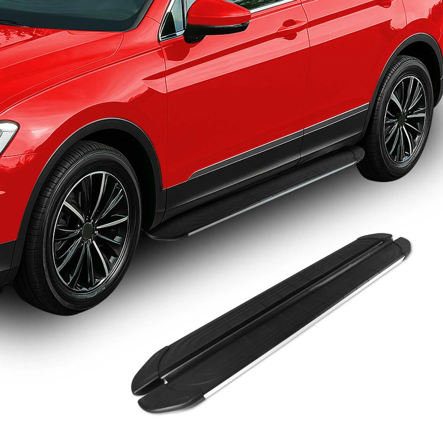 2007-2012 Mazda CX-7 Running Boards Side Steps Silver & Black - Image 2