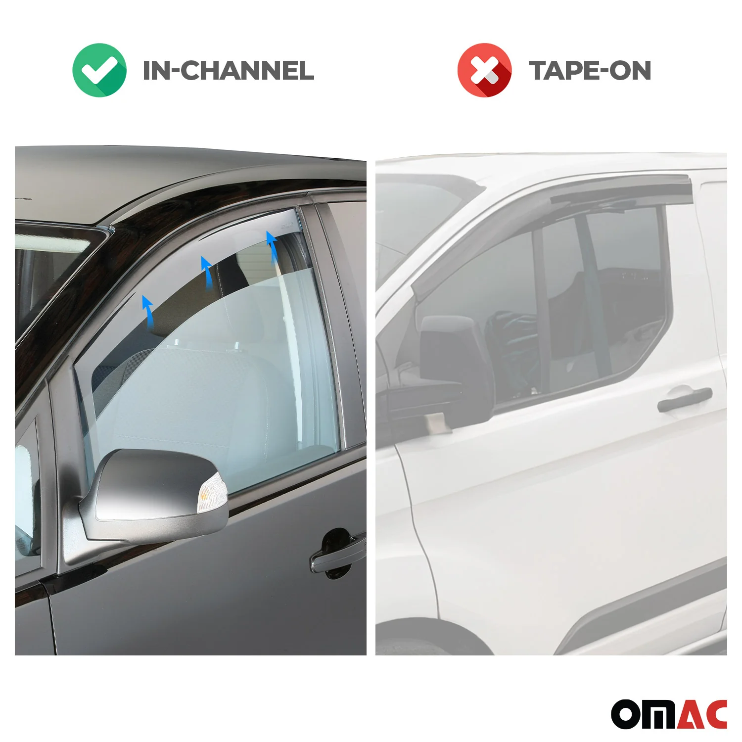 2016-2018 Fiat 500X Window Visor Vent Rain Deflector 4Pcs Smoke - Image 3