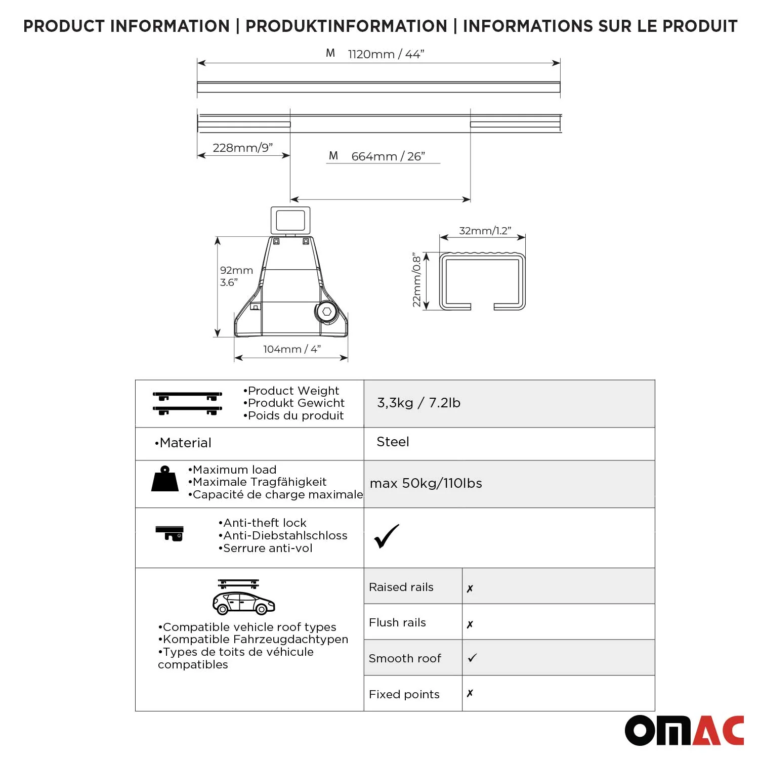 2011-2013 Ford Fiesta Hatchback Roof Rack Cross Bars Black - Image 4