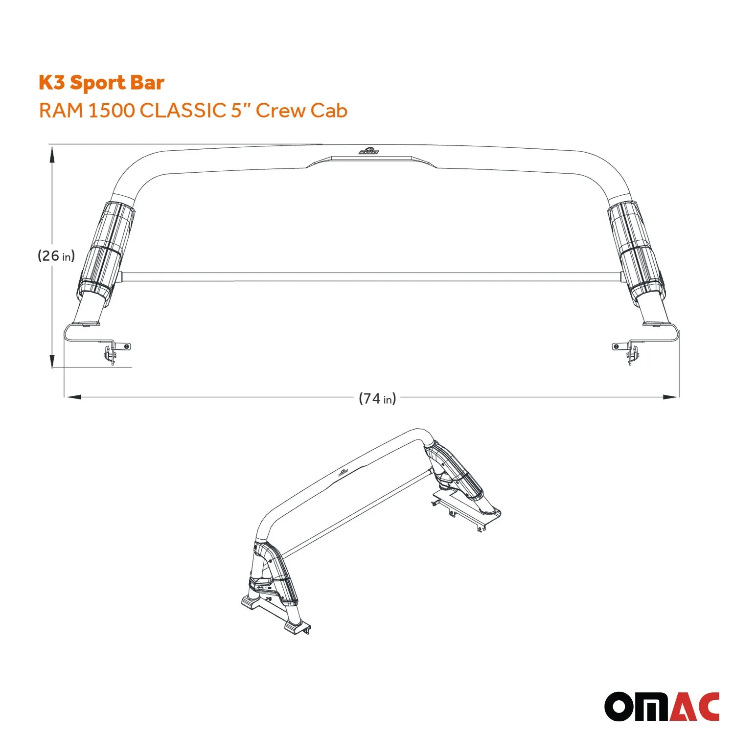 2011-2023 Ram 1500 Sports bar Roll Bar Sport Rack Head Cargo Bed Black - Image 4