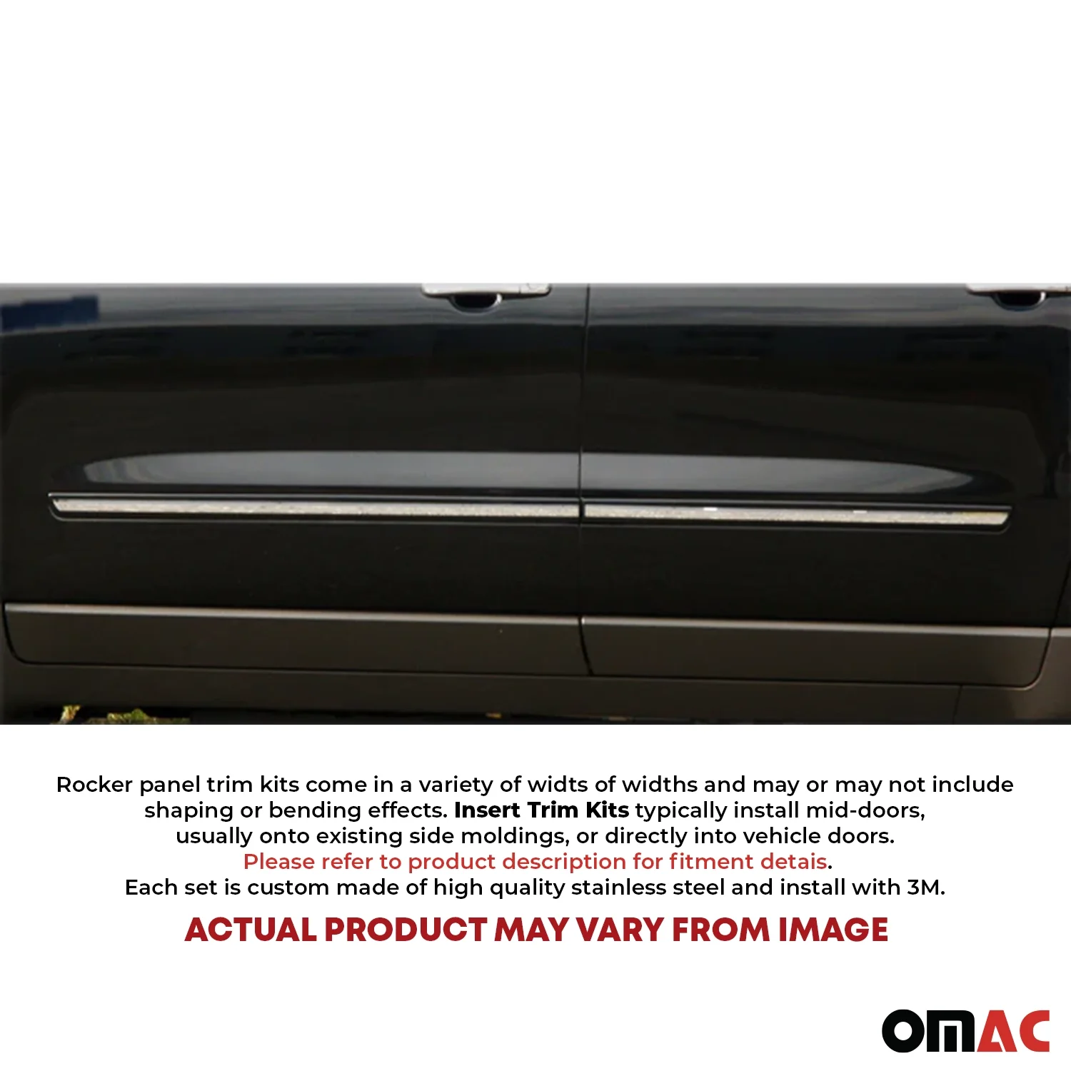1995-1998 Chevrolet Tahoe Stainless Rocker Panel Trim 8 Pcs - Image 2