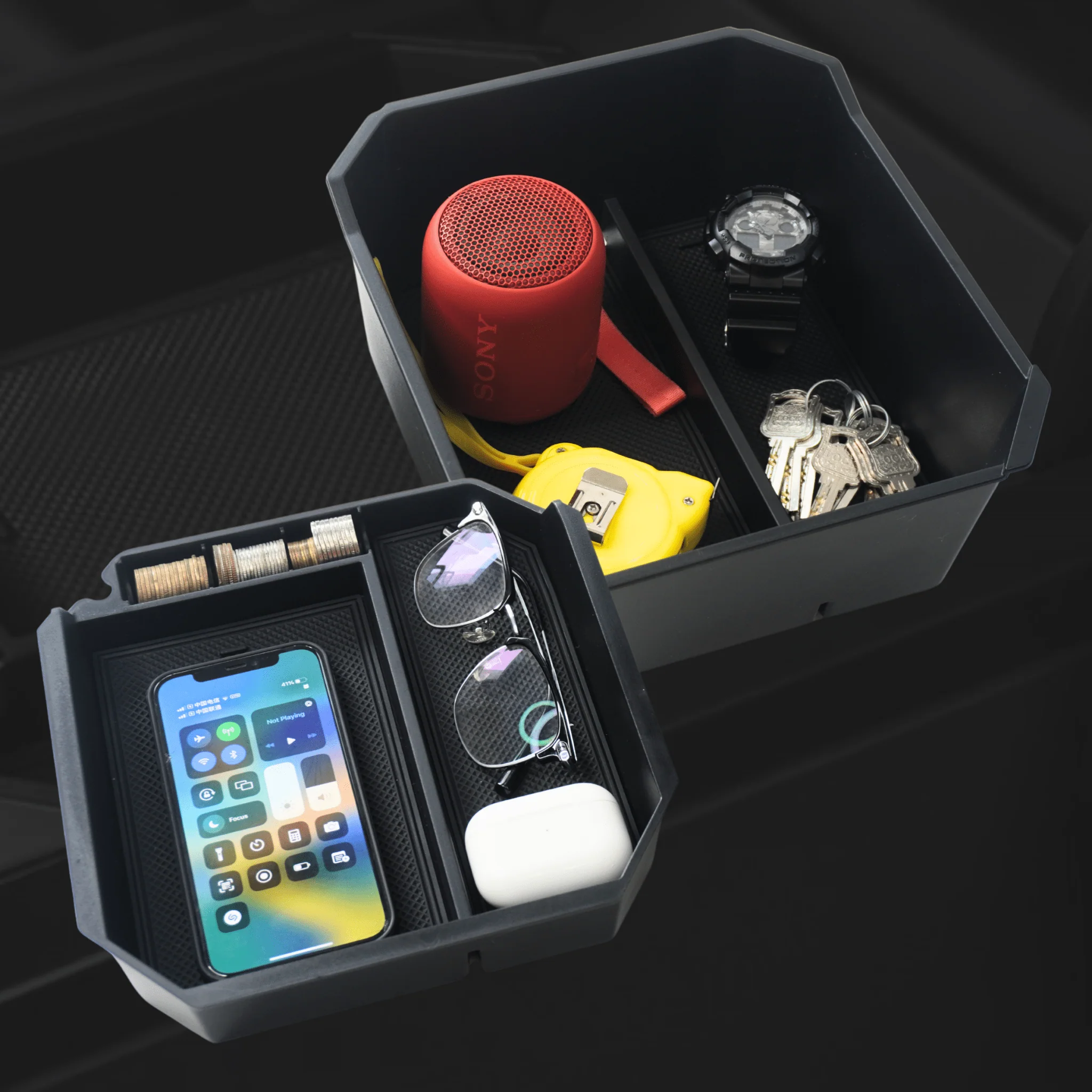 Tesla Cybertruck Double Layer Console Organizer - Image 2