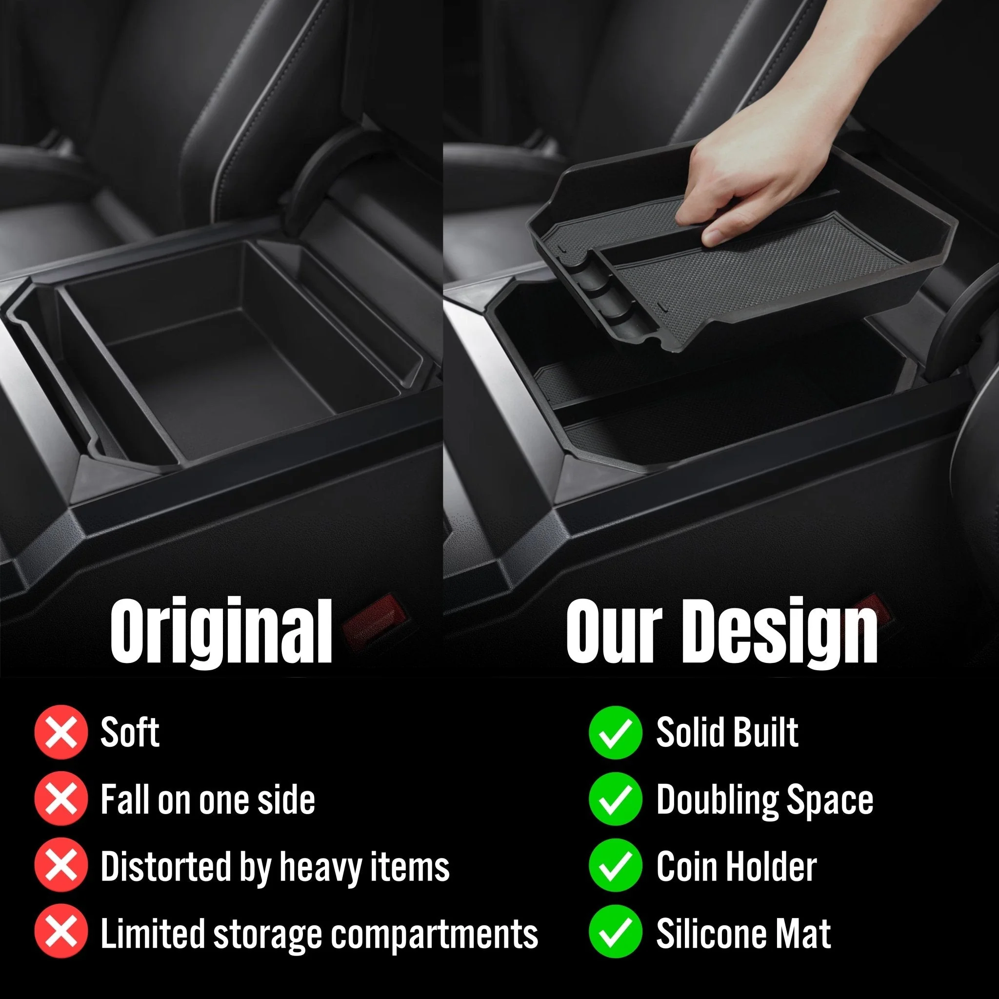Tesla Cybertruck Double Layer Console Organizer - Image 3
