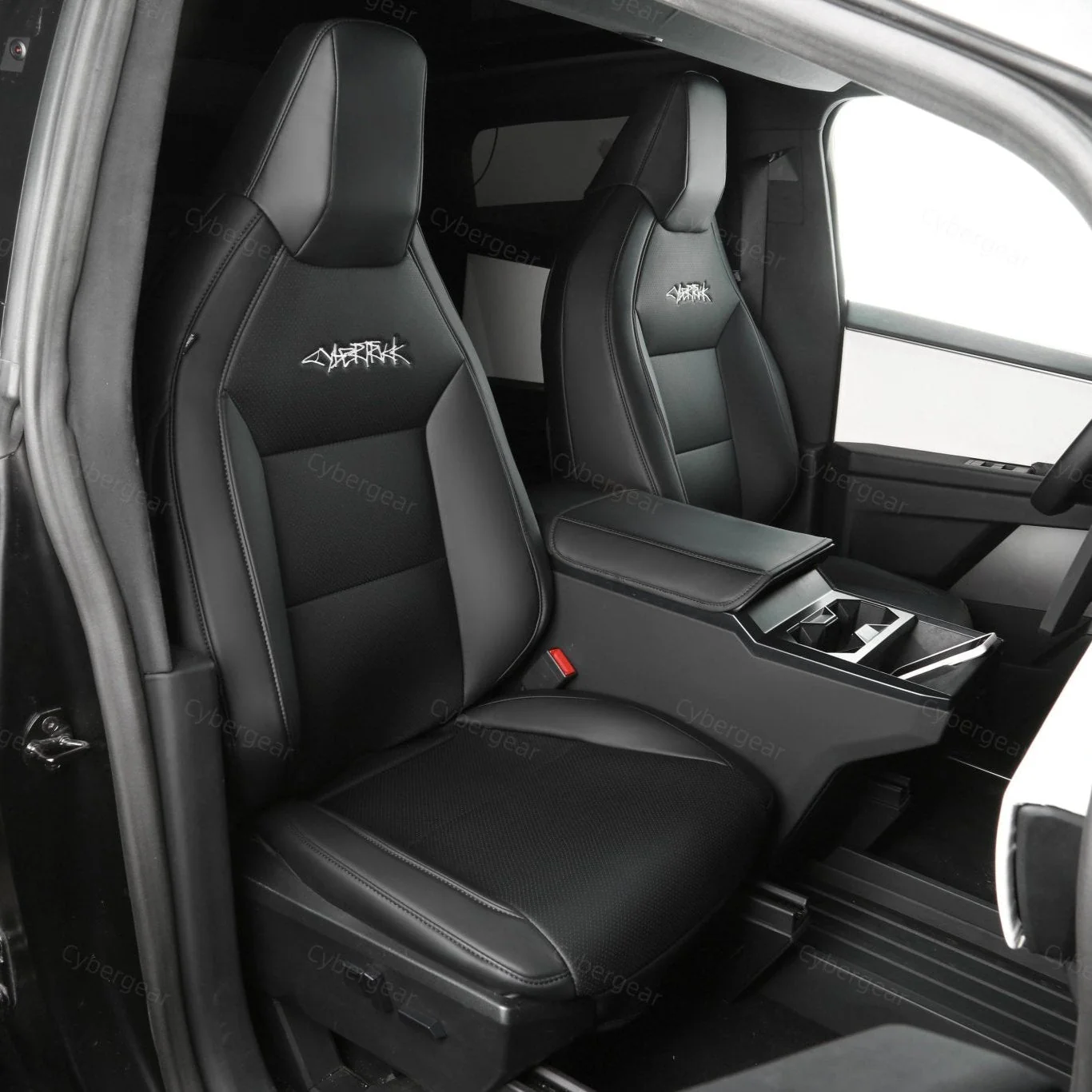 Tesla Cybertruck Seat Covers Leather Seat Protector Full Coverage(Black/White) - Image 10