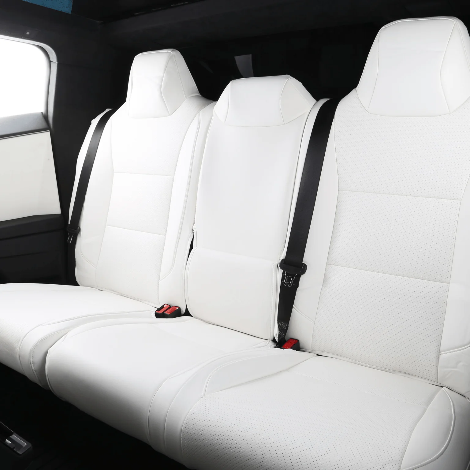 Tesla Cybertruck Seat Covers Leather Seat Protector Full Coverage(Black/White) - Image 2