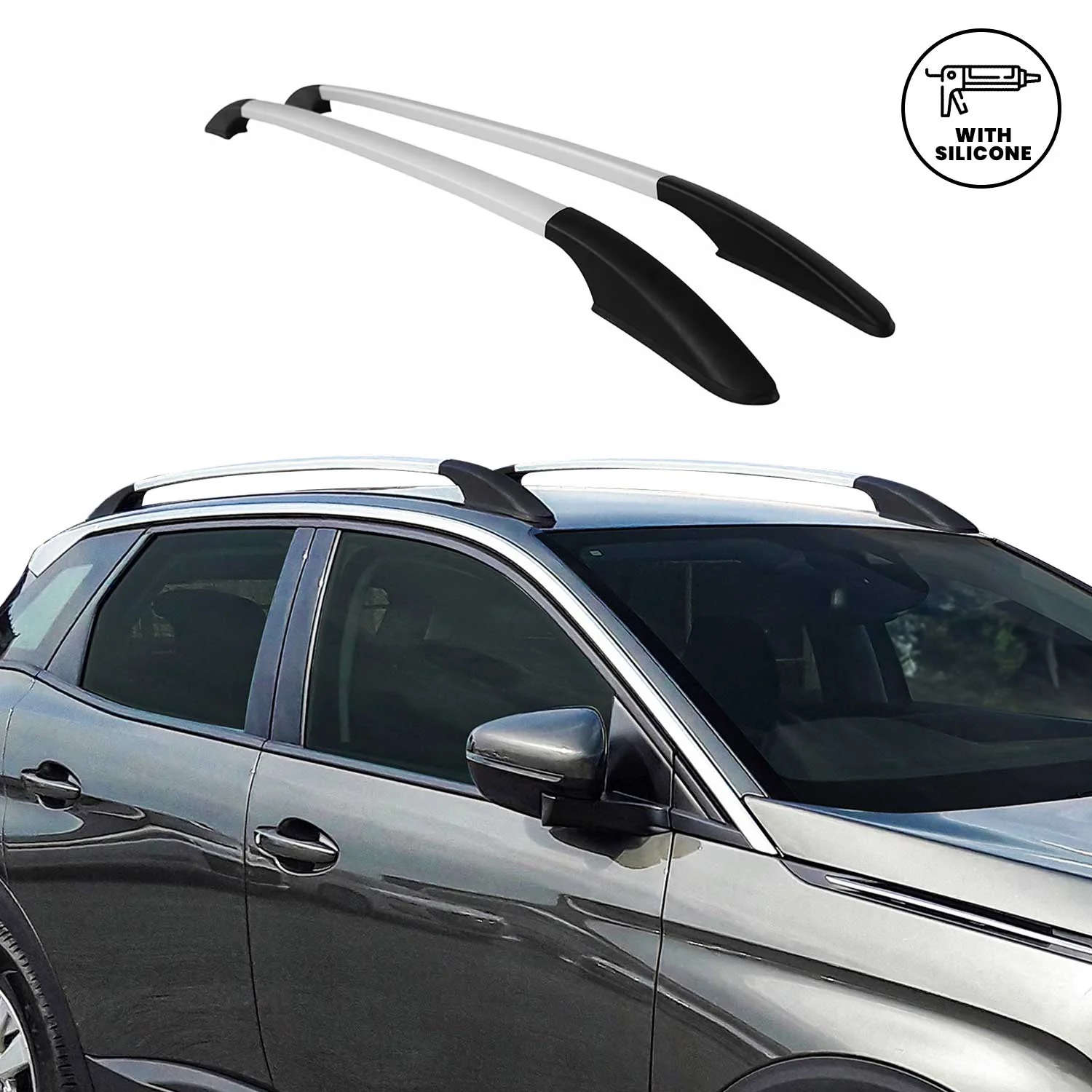 2007-2012 SsangYong Actyon Sport Roof Rack Rails Side Rails Silver - Image 5