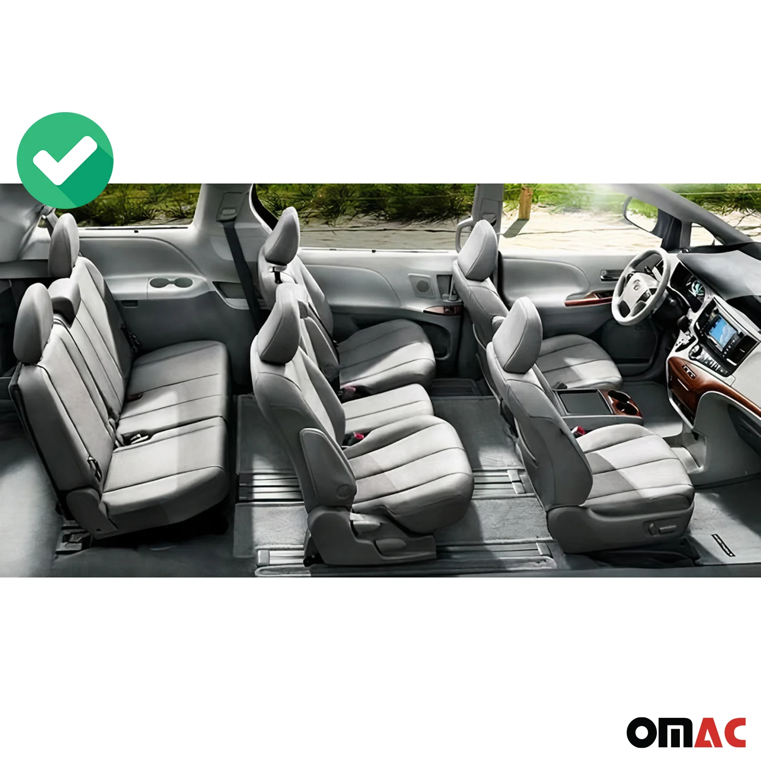 2011-2020 Toyota Sienna 3.gen 8 Seats Floor Mats & Cargo Liner Full Set All Weather 8 Seats Black 5 Pcs - Image 4