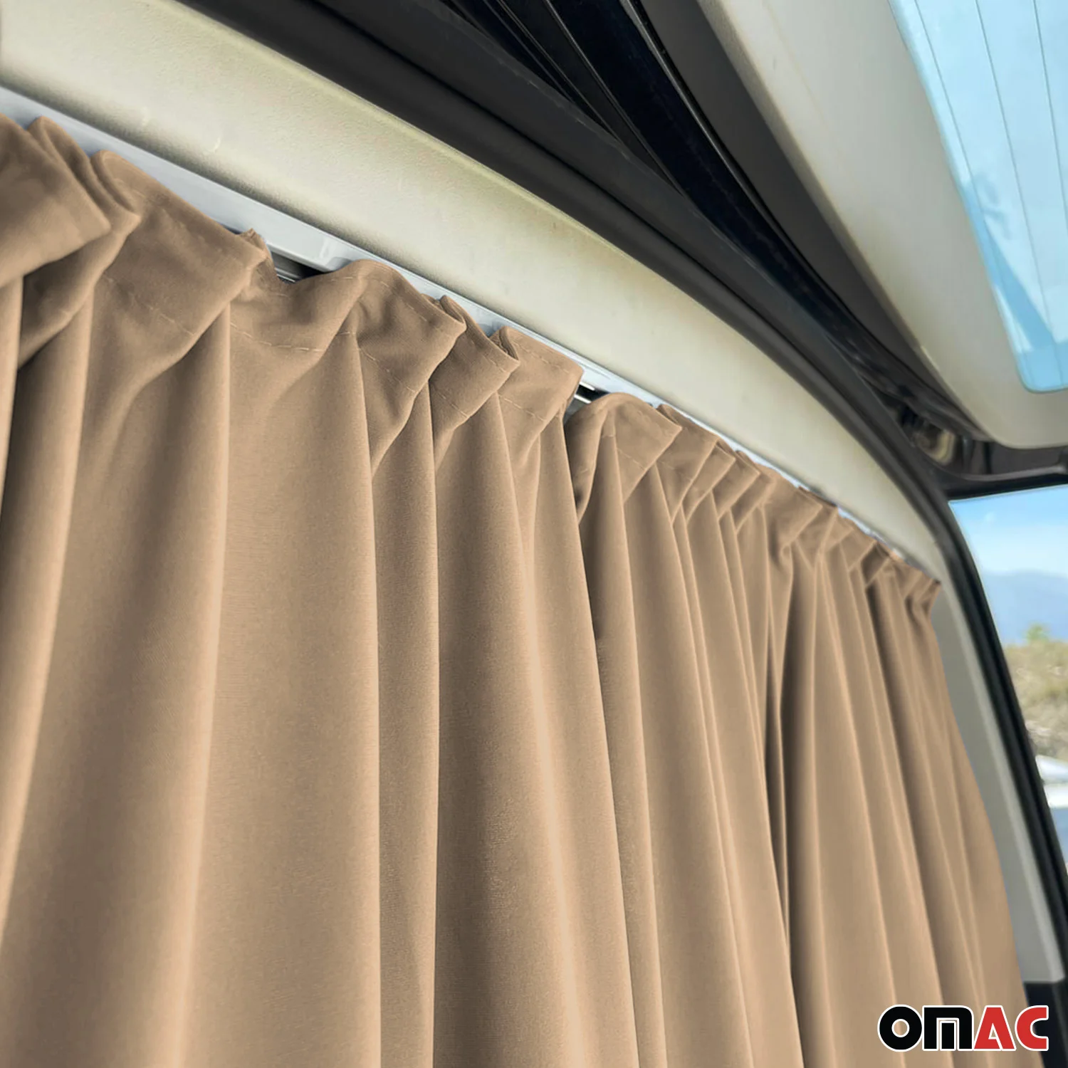 Chevrolet Astro Trunk Tailgate Curtains Beige 2 Privacy Curtains - Image 6