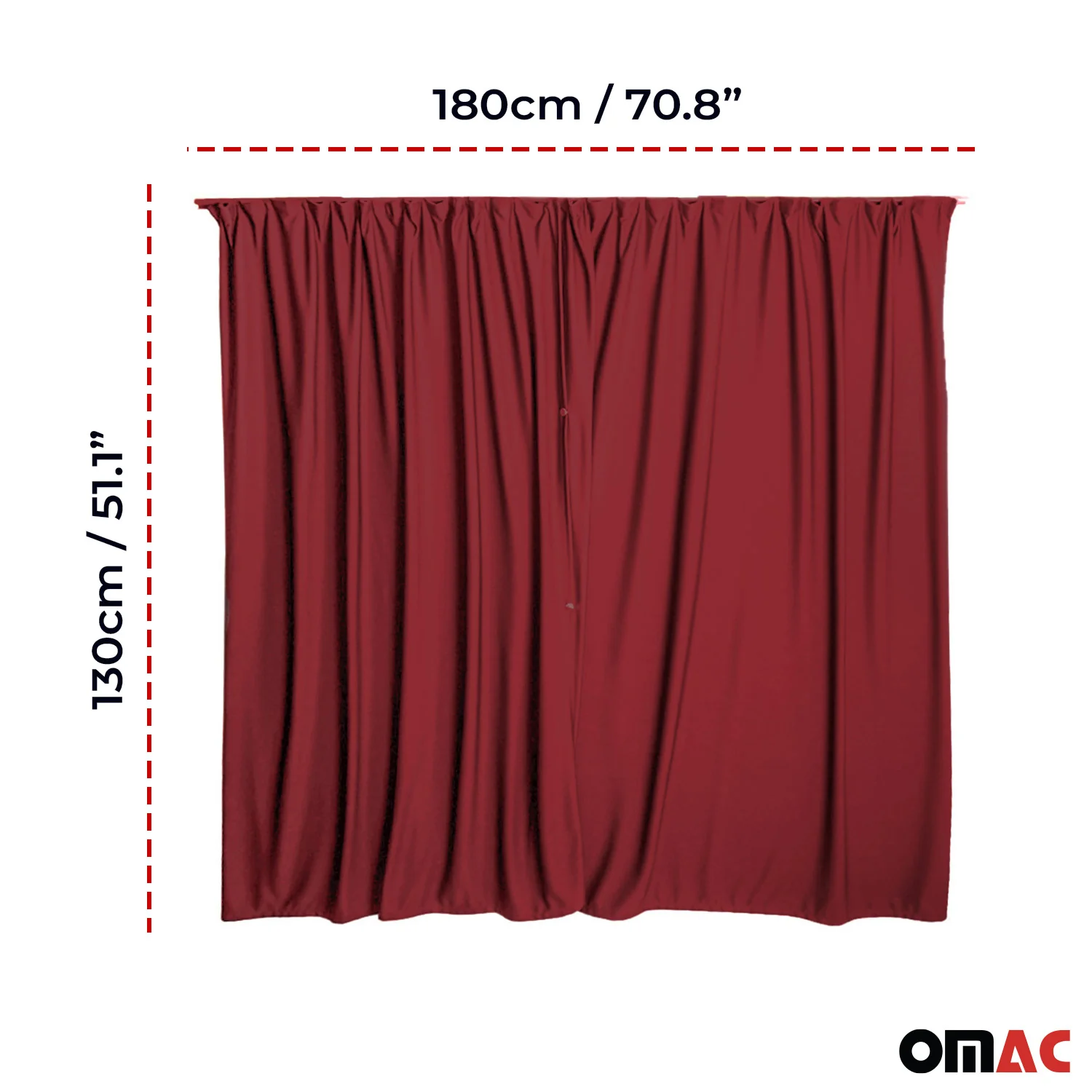 Ford E-Series Trunk Tailgate Curtains Red 2 Privacy Curtains - Image 3