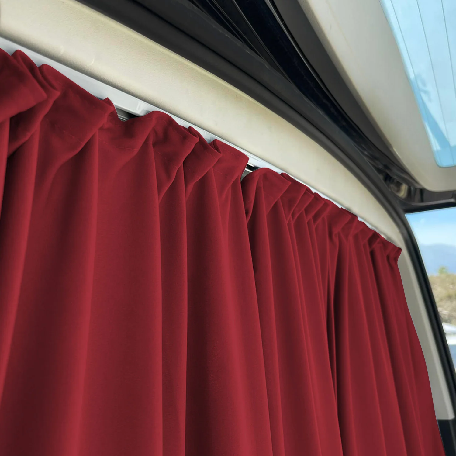 GMC Safari Trunk Tailgate Curtains Red 2 Privacy Curtains - Image 6