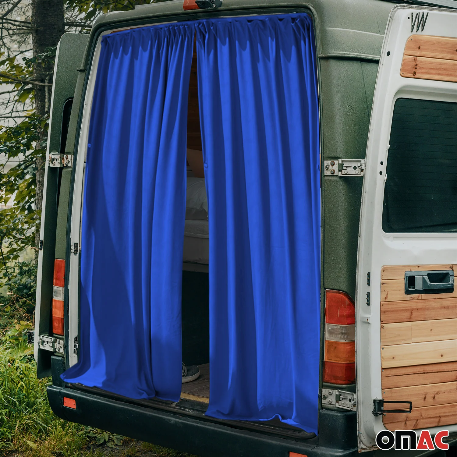2016-2024 Mercedes Metris Trunk Tailgate Curtains Blue 2 Privacy Curtains - Image 2