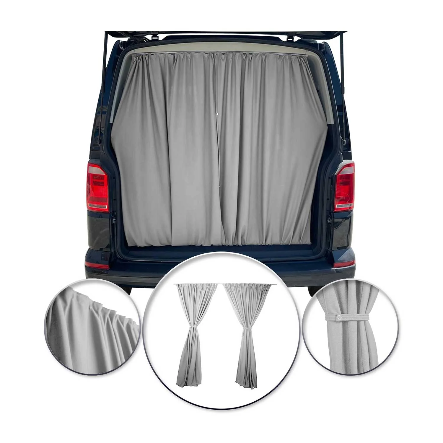 2016-2024 Mercedes Metris Trunk Tailgate Curtains Gray 2 Privacy Curtains