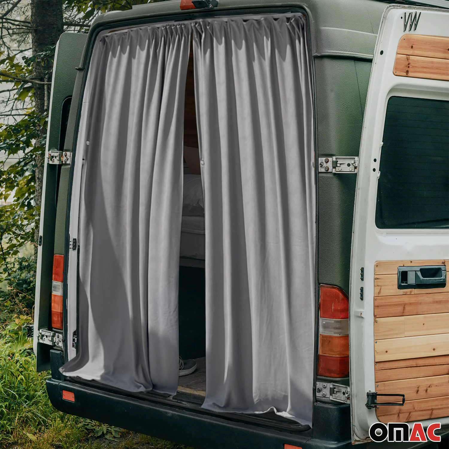 2016-2024 Mercedes Metris Trunk Tailgate Curtains Gray 2 Privacy Curtains - Image 2