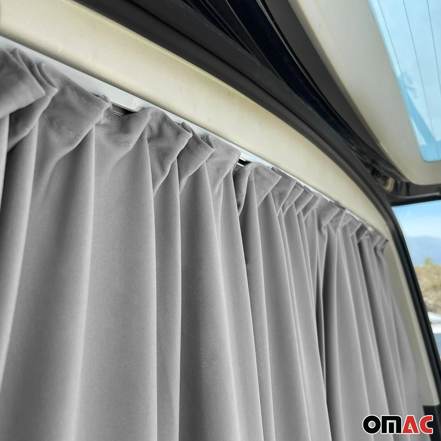 Mercedes Sprinter Trunk Tailgate Curtain Gray 2 Privacy Curtains - Image 6