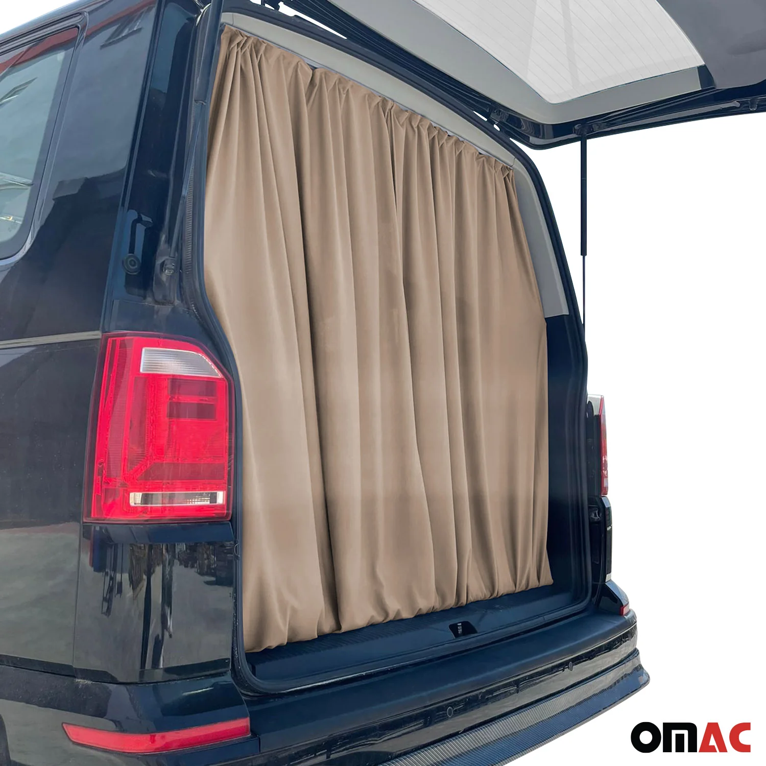 Nissan NV200 Trunk Tailgate Curtains Beige 2 Privacy Curtains - Image 5