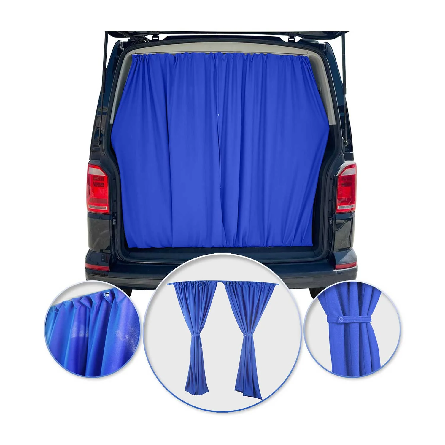 Nissan NV200 Trunk Tailgate Curtains Blue 2 Privacy Curtains