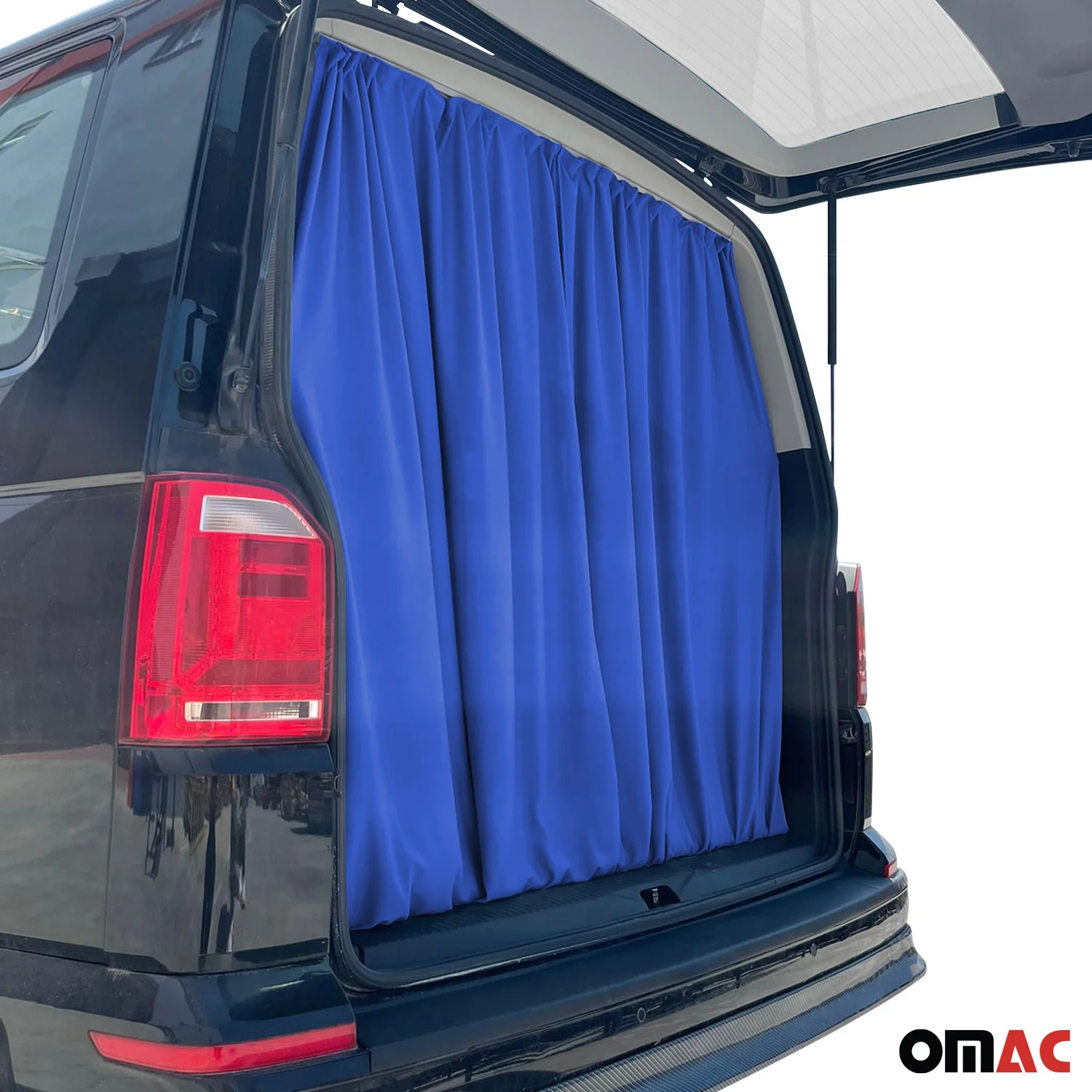 Nissan NV200 Trunk Tailgate Curtains Blue 2 Privacy Curtains - Image 5