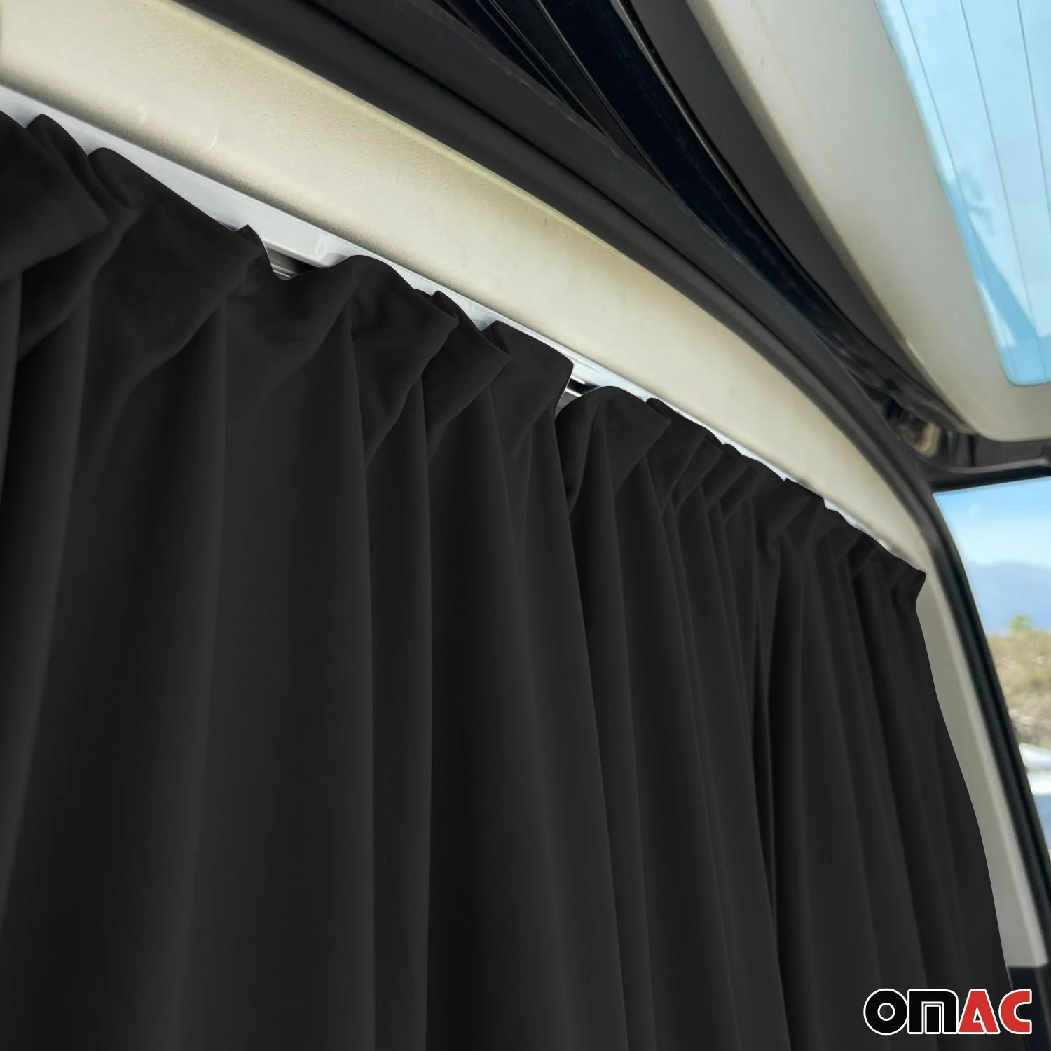 RAM ProMaster City Trunk Tailgate Curtain Black 2 Privacy Curtains - Image 6