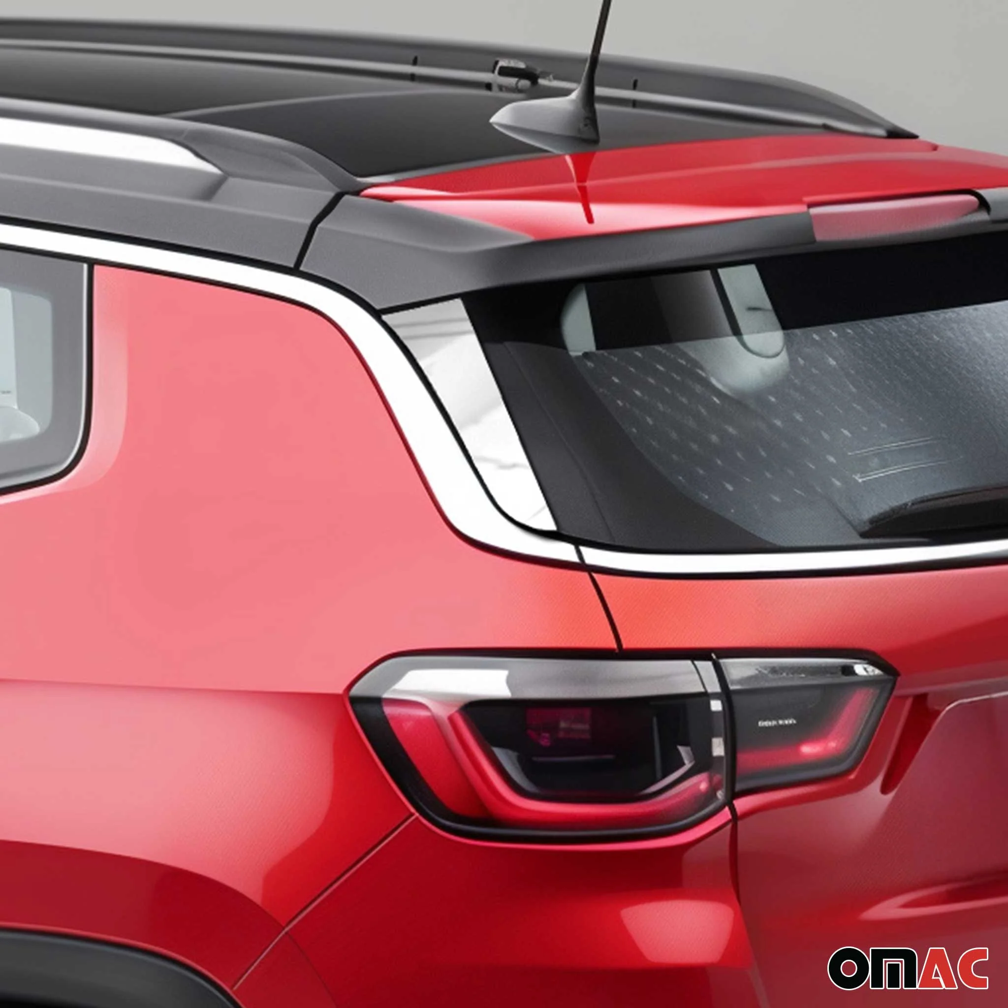 2017-2026 Jeep Compass Trunk Wing Side Trim Silver Stainless Steel 2 Pcs - Image 3
