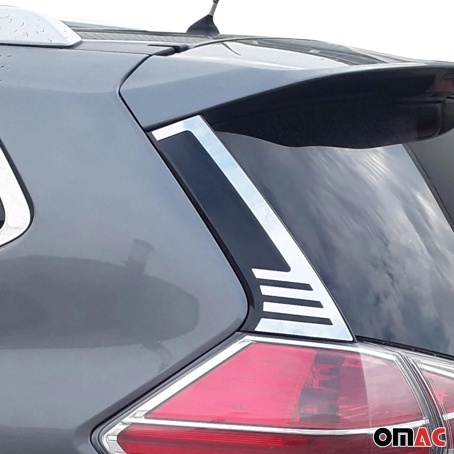 2014-2020 Nissan Rogue Trunk Wing Side Trim Silver Stainless Steel 2 Pcs - Image 2