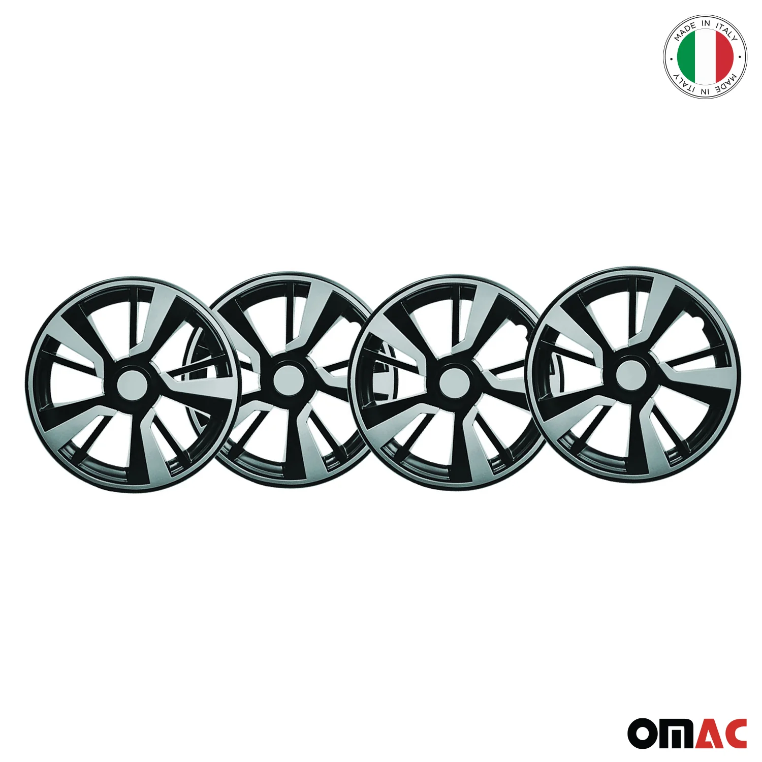 Twintone Hub Caps Wheel Cover 14" Black & Light Blue Insert Full Set 4 pcs. - Image 6