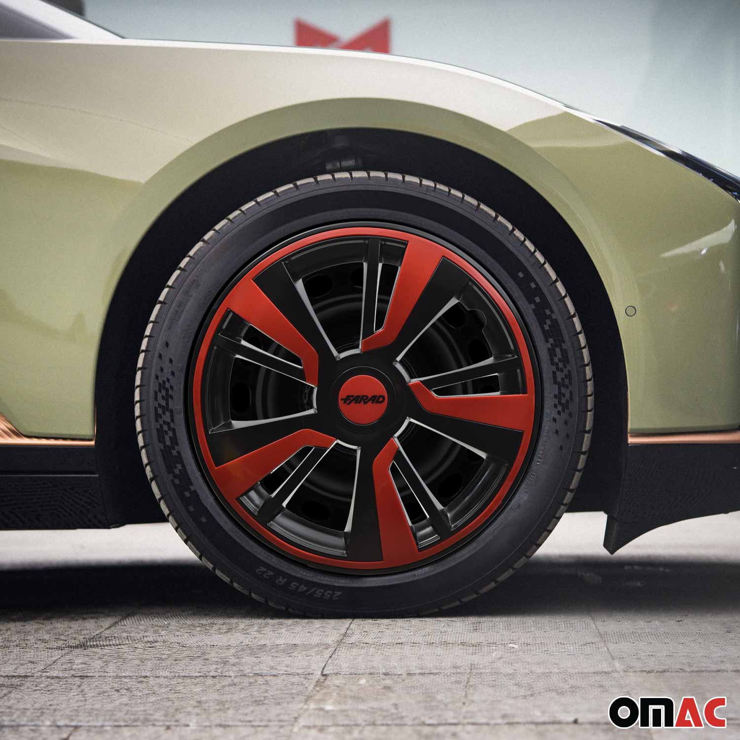 Twintone Hub Caps Wheel Cover 14" Black & Red Insert Full Set 4 pcs. - Image 2