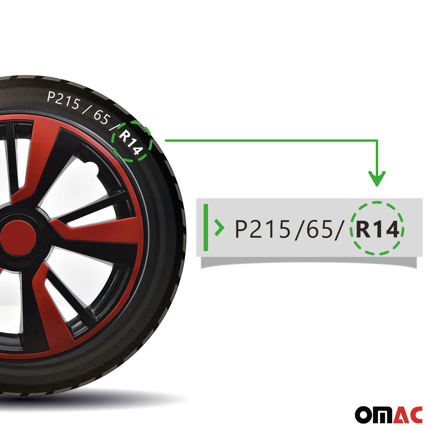 Twintone Hub Caps Wheel Cover 14" Black & Red Insert Full Set 4 pcs. - Image 5