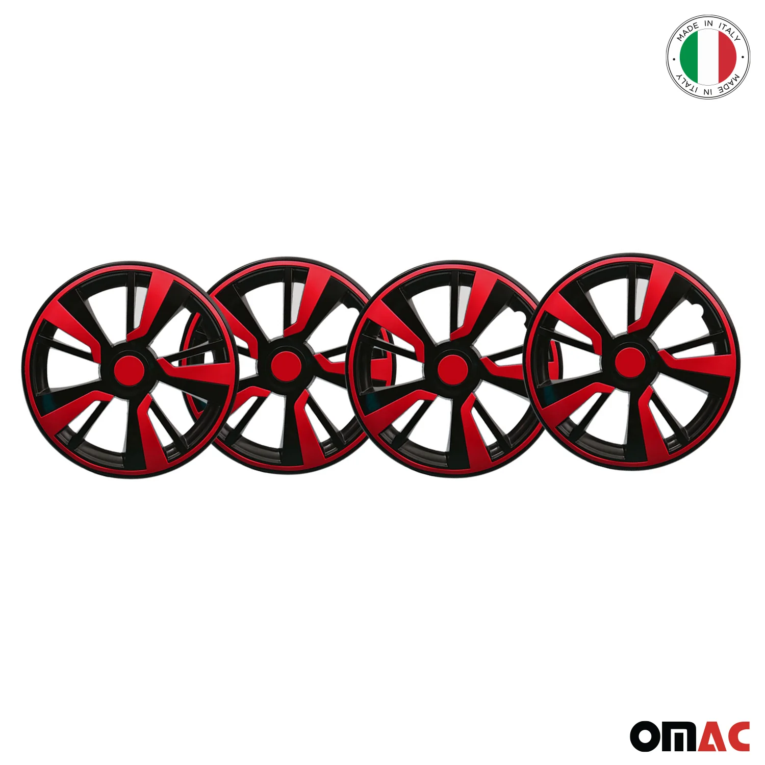 Twintone Hub Caps Wheel Cover 14" Black & Red Insert Full Set 4 pcs. - Image 6